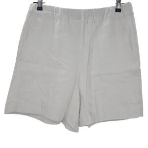 J. Crew Womans size S Long Tropez 5" Pull On Shorts Linen Pocket White BY818 NEW
